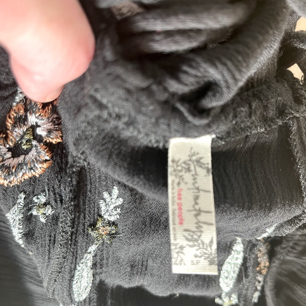 Free People Embroidered black Gauze Dress - Picture 5 of 9